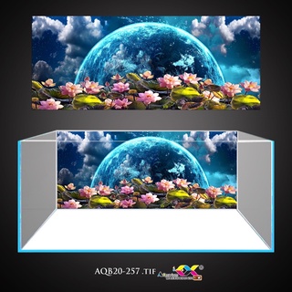 Tranh 3D dán hồ cá mẫu hoa sen siêu đẹp, siêu ấn tượng, có keo sẵn trên bề mặt, đa dạng kích thước (AQB20-257)