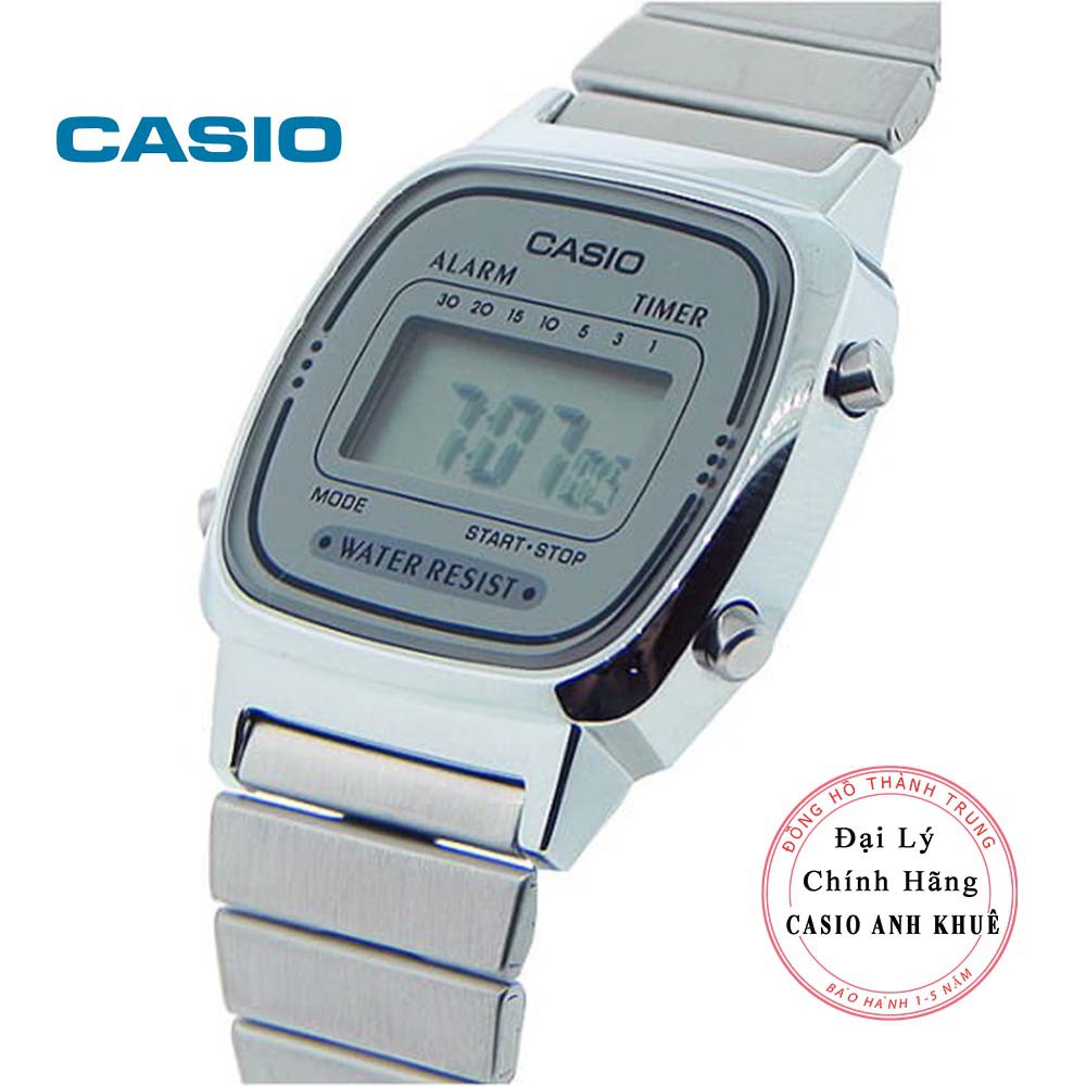 [Mã FARSBR243 giảm 15% đơn 249K] Đồng hồ điện tử nữ Casio LA670WA-7DF dây kim loại
