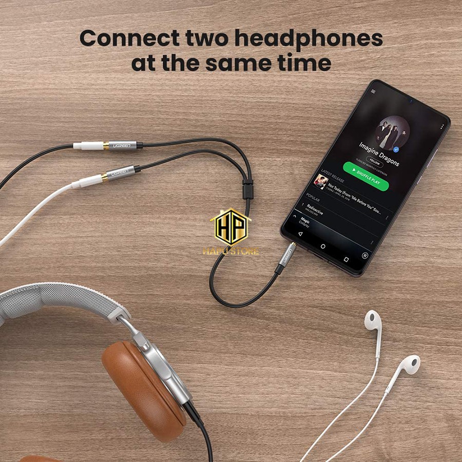 Cáp chia Audio 1 ra 2 chuẩn 3.5mm Ugreen 10532 chính hãng - Hapustore
