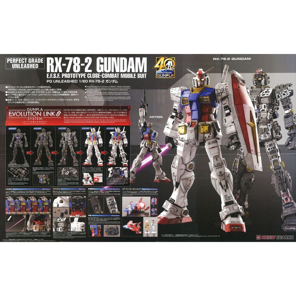 Mô Hình Gundam PG Unleashed Rx-78-2 Bandai 1/60 Đồ Chơi Lắp Ráp Anime Nhật