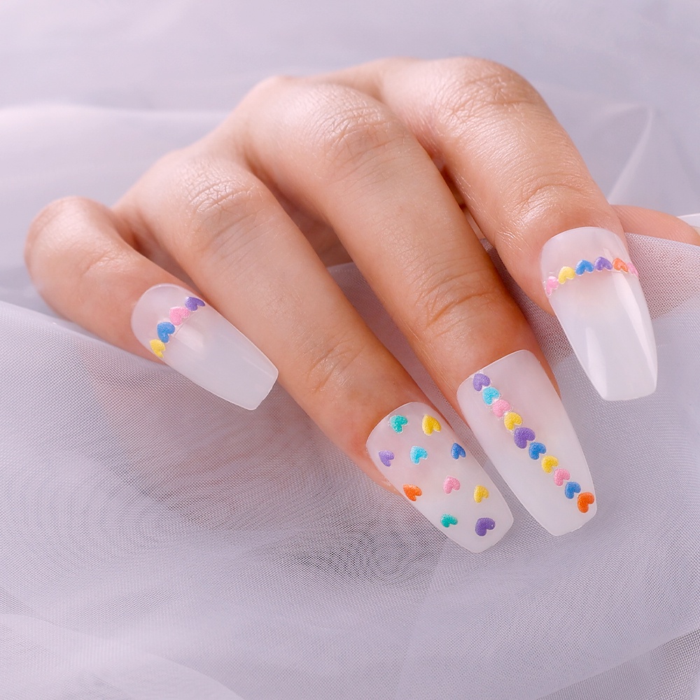 Miếng Dán Móng Tay Dập Nổi Họa Tiết Nhiều Màu Sắc