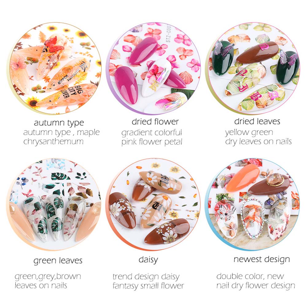 [Hàng mới về] Miếng dán trang trí móng tay DIY in họa tiết hoa 3D nhiều màu sắc