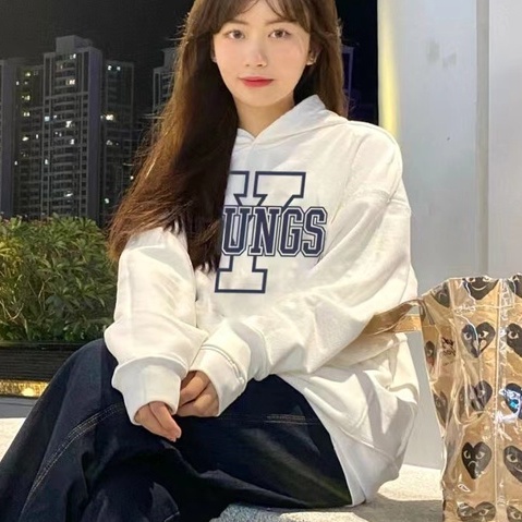 ZHELIHANGFEI Áo Thun Tay Dài Họa Tiết In Theo Phong Cách Preppy Theo Phong Cách Mỹ Dễ Phối