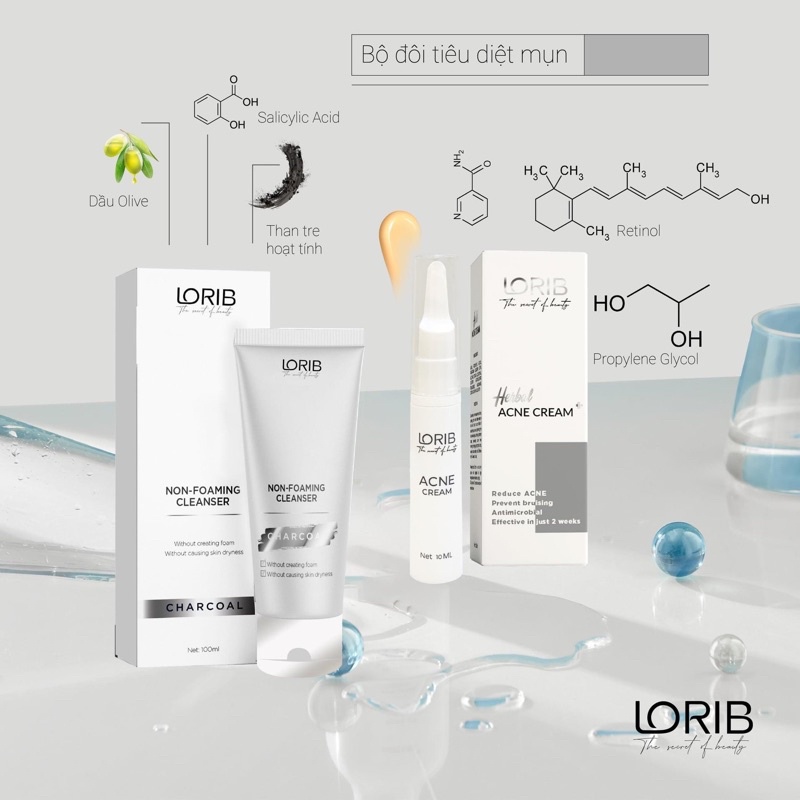 Combo Kem Mụn và Sữa Rửa Mặt Lori b