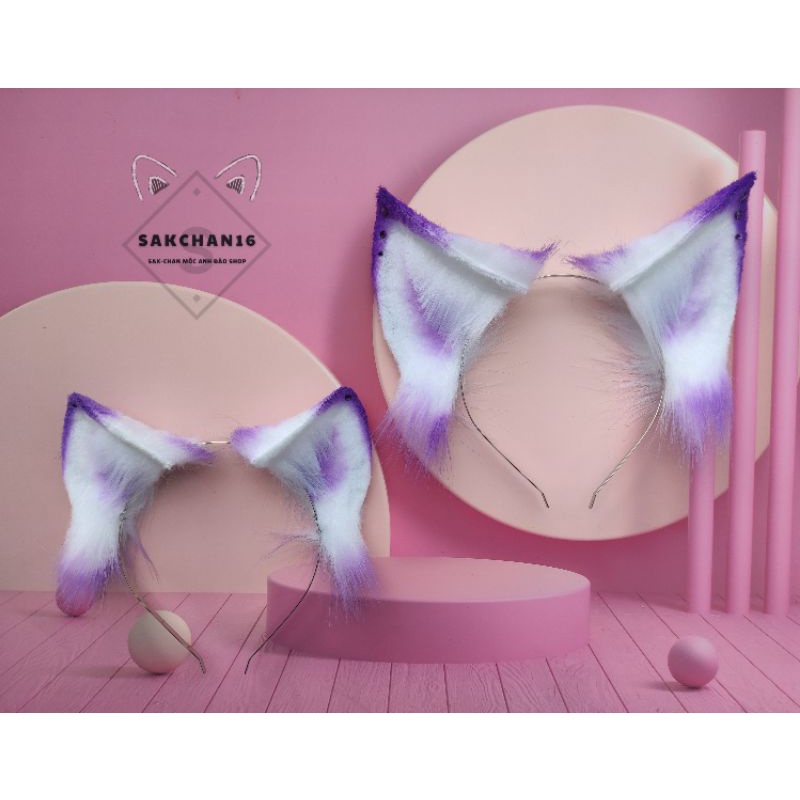 [Nhiều màu] Cài tóc hoá trang hình tai mèo và cáo màu ombre có đính đá | BigBuy360 - bigbuy360.vn