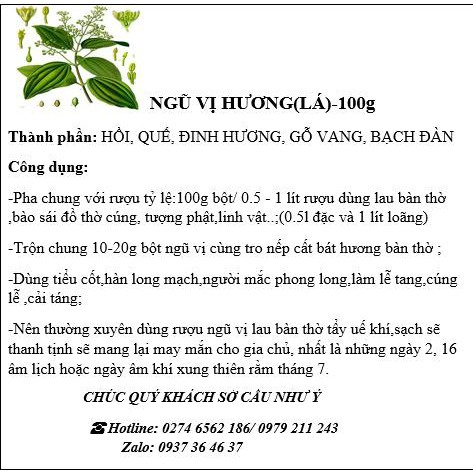 Bột Ngũ vị bát hương  NGUYÊN CHẤT- tẩy uế,bao sái(bột,lá)bàn thờ,bột Vang