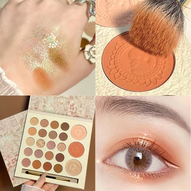 Bảng phấn mắt SUAKE 23 màu tông lì và nhũ kèm cọ trang điểm