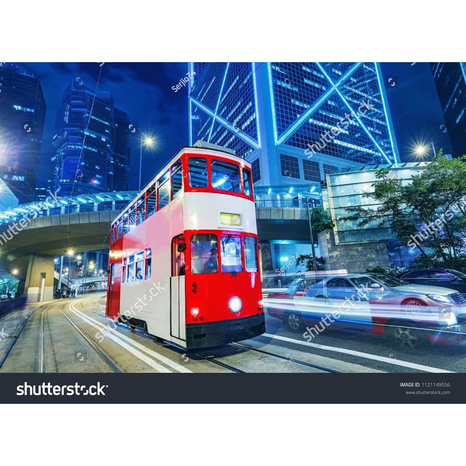 Tranh lụa 3D Góc Phố Hongkong trung quốc về đêm siêu thực