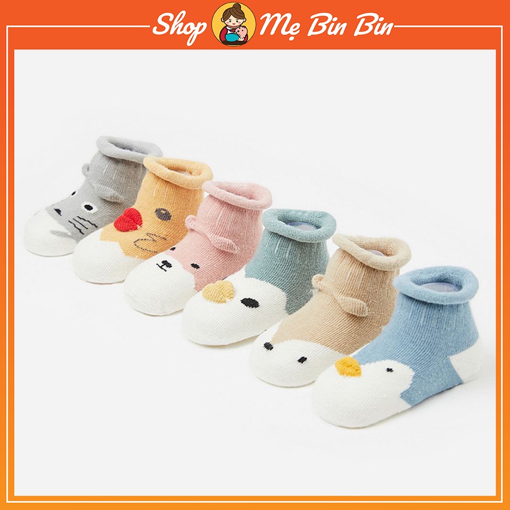 Tất không viền, không hằn cổ chân, dùng cho bé sơ sinh hình thú chống trượt cho bé