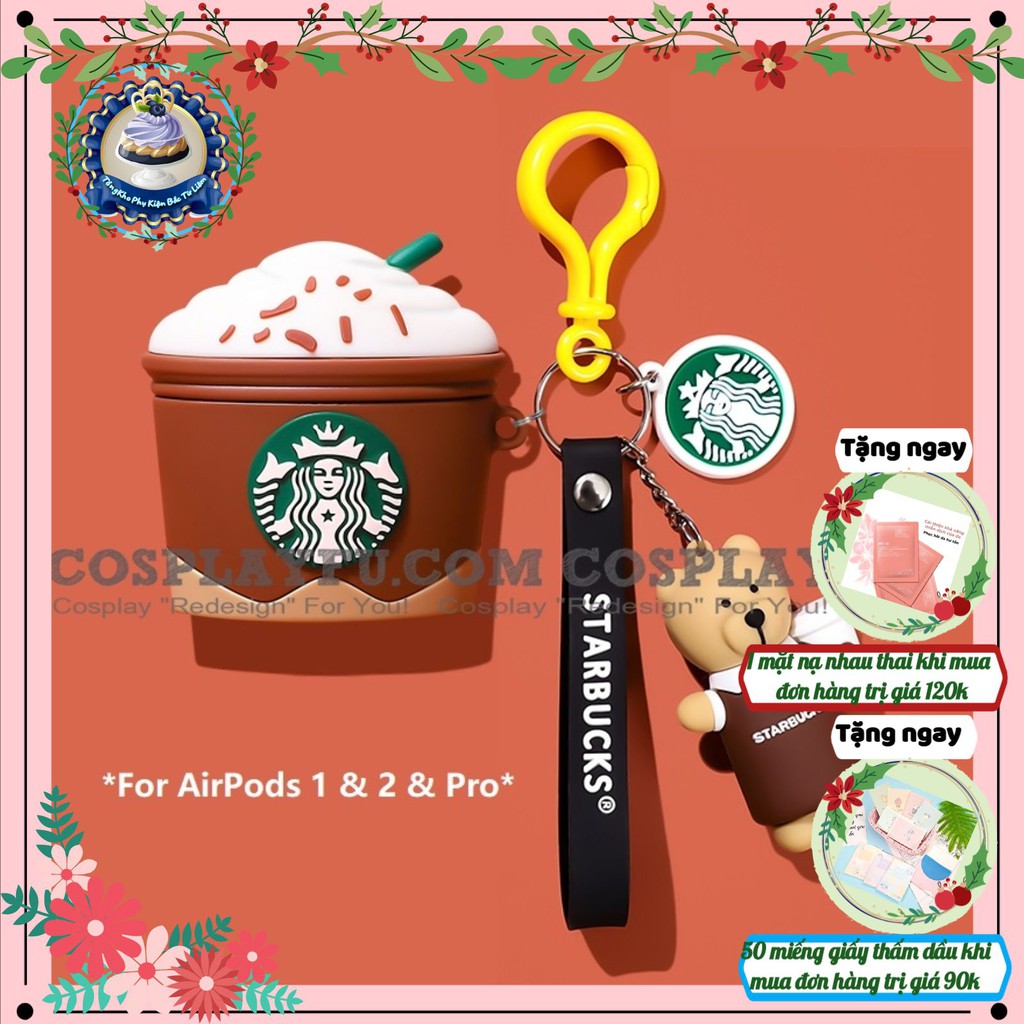 Vỏ bảo vệ tai nghe i11,i12,Airpod 1,2/Pro Hình Starbucks Cafe Nâu  - Ốp Đựng Tai Nghe bluetooth airpods