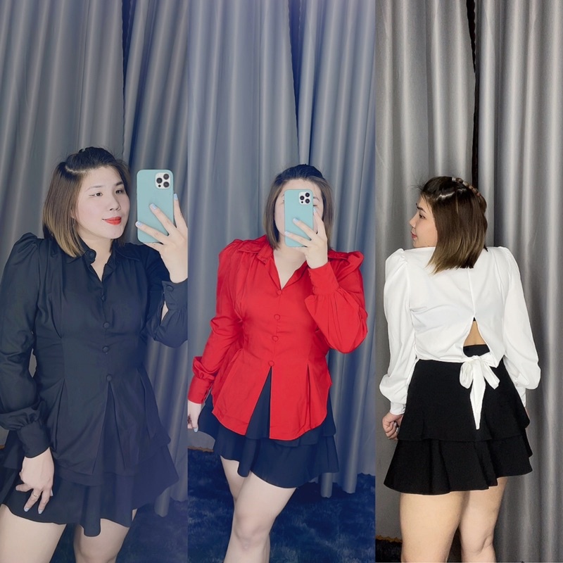 Sơmi cột nơ hở lưng Bigsize 60-80kg