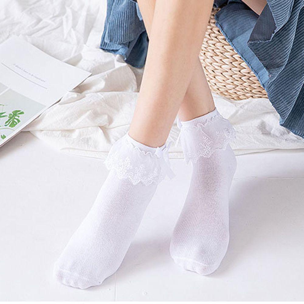 Vớ Cotton Phối Ren Thoáng Khí Đính Nơ Sau Lưng2Life