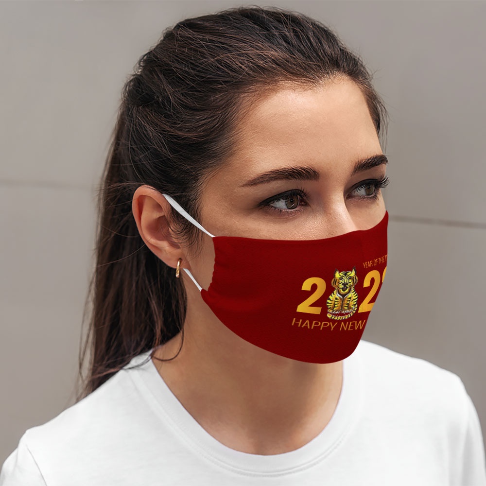 Khẩu trang 2022 tết nhâm dần chúc mừng năm mới cát tường tài lộc hổ vàng CARTWELL vải cotton 100% ngăn bụi mịn có thể gi