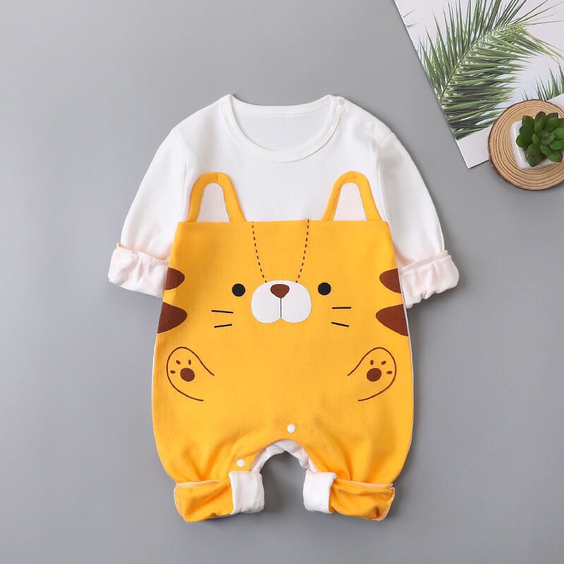 (jean baby kho sỉ) body dài tay hình thú dễ thương cho bé trai bé gái