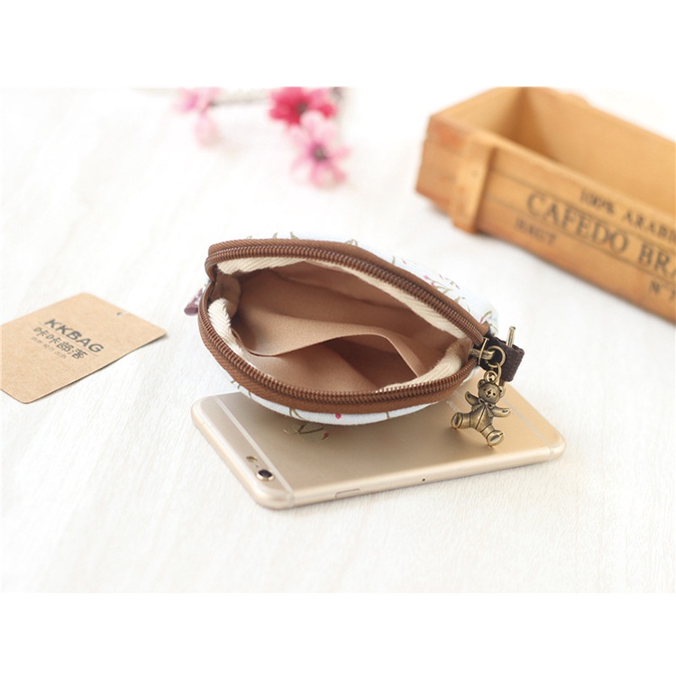 Ví Đựng Tiền Xu/Chìa Khóa Mini Bằng Vải Bố Họa Tiết Hoạt Hình Dễ Thương Dành Cho Bạn Nữ