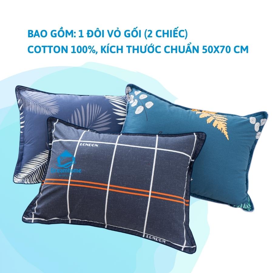Vỏ gối nằm 50x70 1 đôi, áo gối 50x70 cotton 100% có khóa kéo Dreamhomebedding | BigBuy360 - bigbuy360.vn