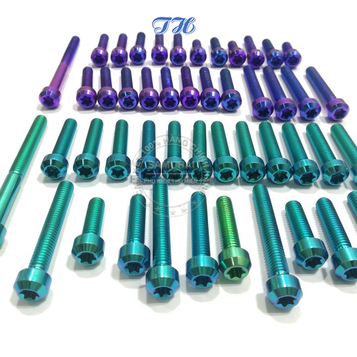 Full Bộ Ốc Gắn Lốc Máy Gr5 Cho Xe Winner Màu Titan, Lục Bảo ( 24 con )