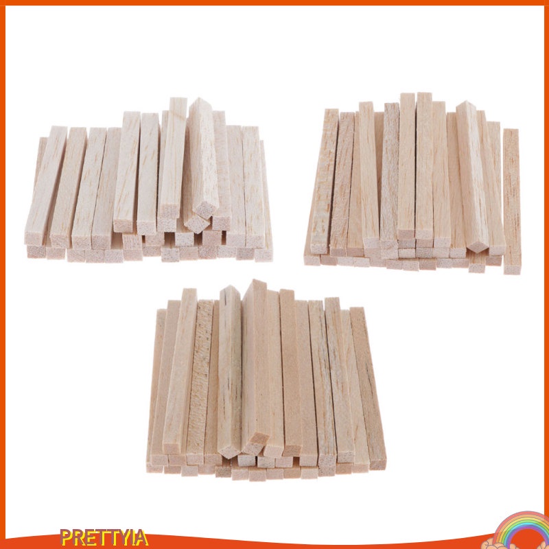 Bộ 30 Thanh Gỗ Balsa Hình Vuông Mini Chưa Sơn Dùng Để Trang Trí