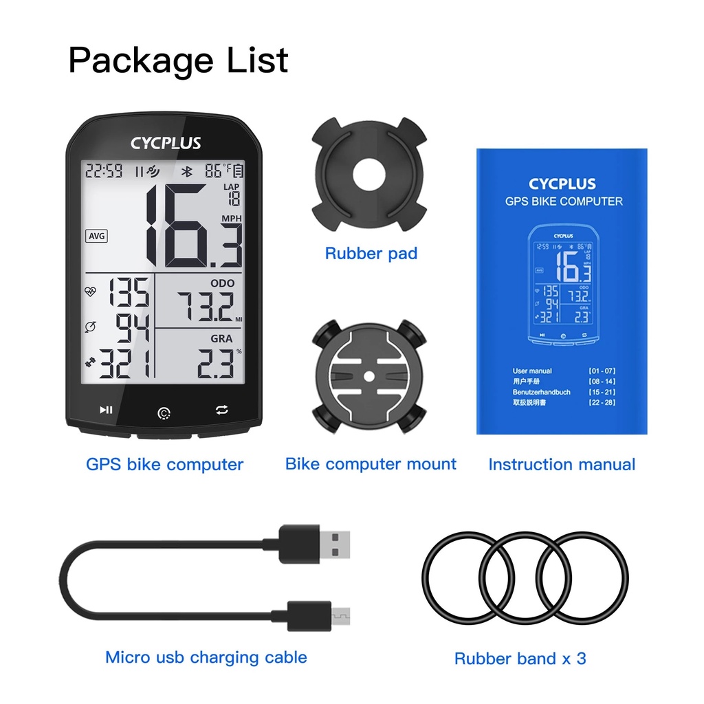 Phụ kiện xe đạp Cycplus M1 / ​​Gps / Máy tính / Đồng hồ tốc độ / Moped Bluetooth 4.0 Ant +
