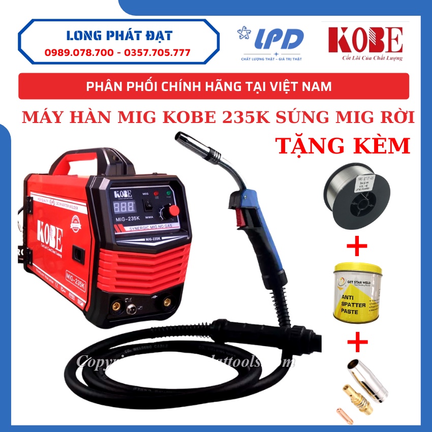 Máy Hàn Mig mini Kobe 235K dây rời tiện lợi không dùng khí chuyên dùng gia đình và thợ