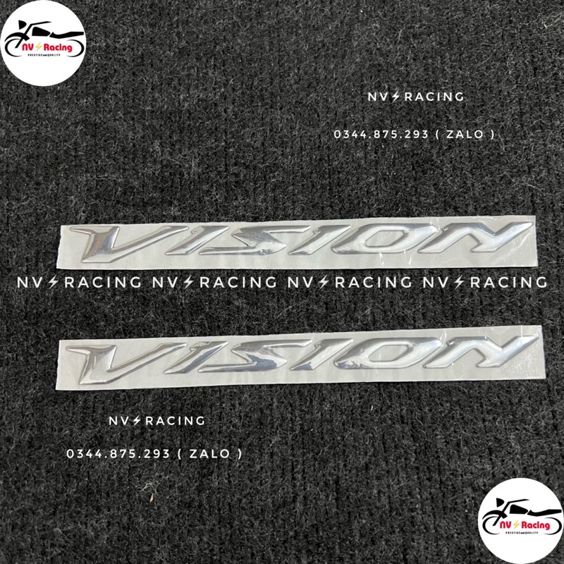 Tem dán 1:1 chữ Vision, logo cánh chim chống thấm nước và bay màu