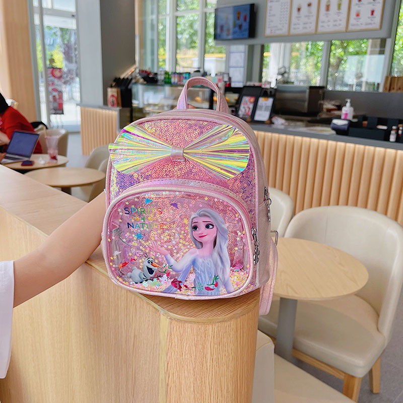 Balo mini phối nơ kim sa lấp lánh thời trang cho bé gái