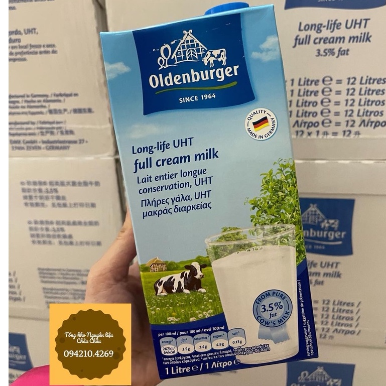 Sữa tươi Full Cream/ Sữa tươi Nguyên kem Đức Olden Burger hộp 1L