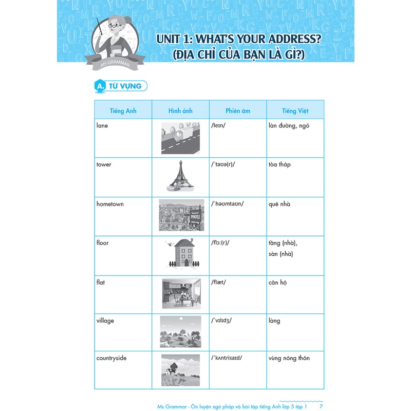 Sách Ms Grammar Ôn luyện Ngữ pháp và Bài tập tiếng Anh Lớp 5 Tập 1