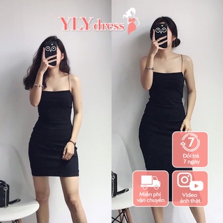 Váy body hai dây bún gợi cảm - váy đầm ôm nữ 2 kiểu dáng chất thun tăm ôm body tôn dáng siêu rẻ