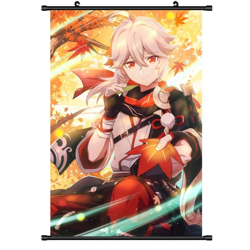 Tranh Vải Canvas Treo Tường Trang Trí Phong Cách Anime Genshin Impact Ganyu Hutao