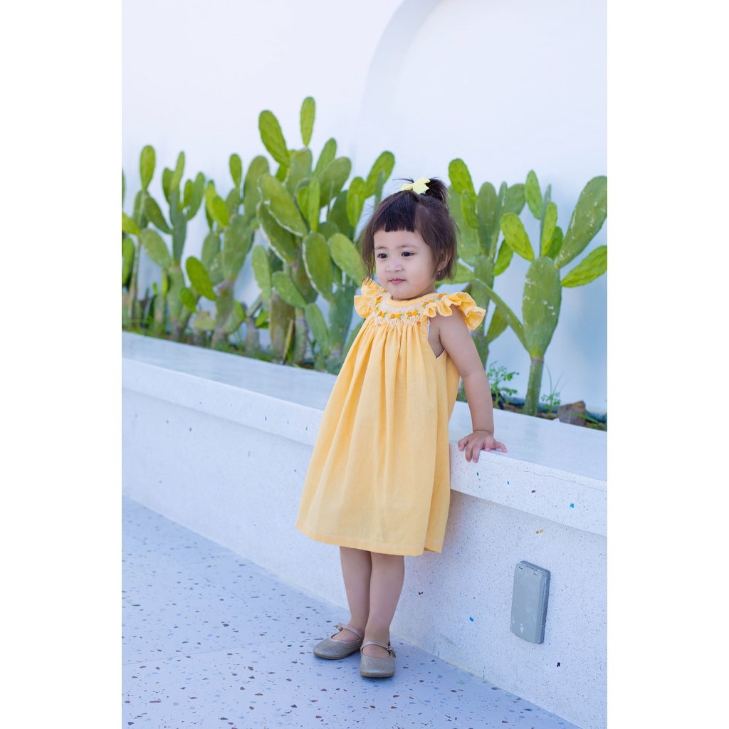 Váy Đầm Cho Bé Gái, Đầm Smock Thêu Tay Kiểu Cánh Tiên Phong Cách Bánh Bèo Dễ Thương Size 1 Tuổi -10 tuổi