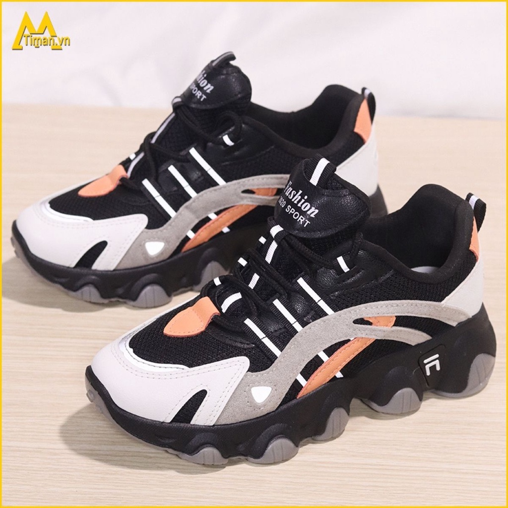 Giày thể thao nữ sneaker độn đế đẹp màu trắng siêu nhẹ chất liệu vải cho trung niên bảo hành 1 năm HT04 TIMAN