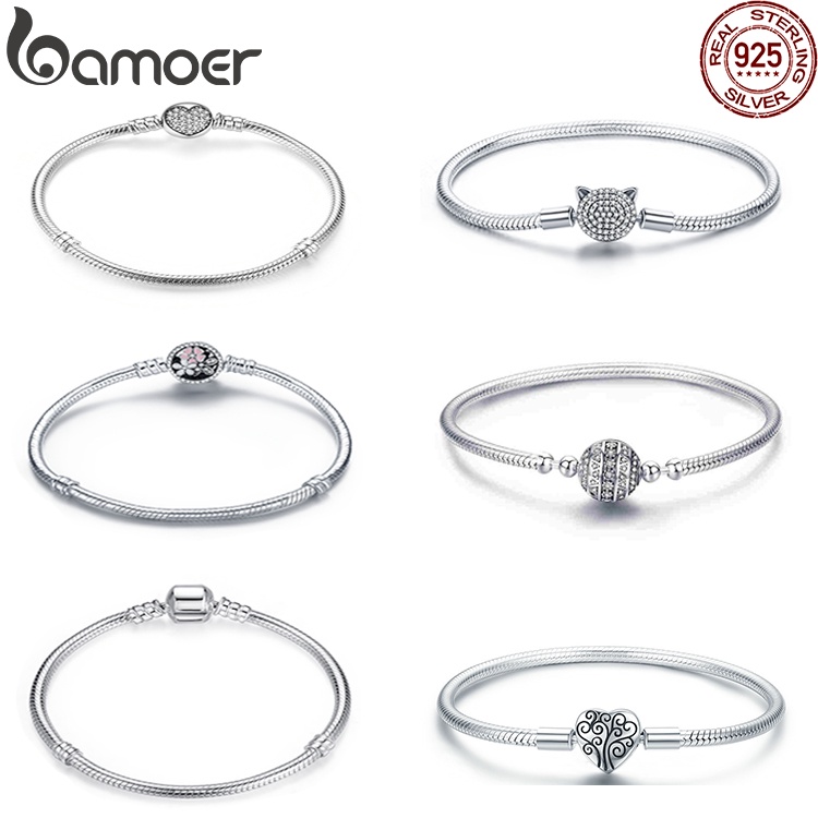 Bamoer Vòng Tay Bạc 925 Dạng Chuỗi Rắn Dài 17cm & 18cm & 19cm & 20cm