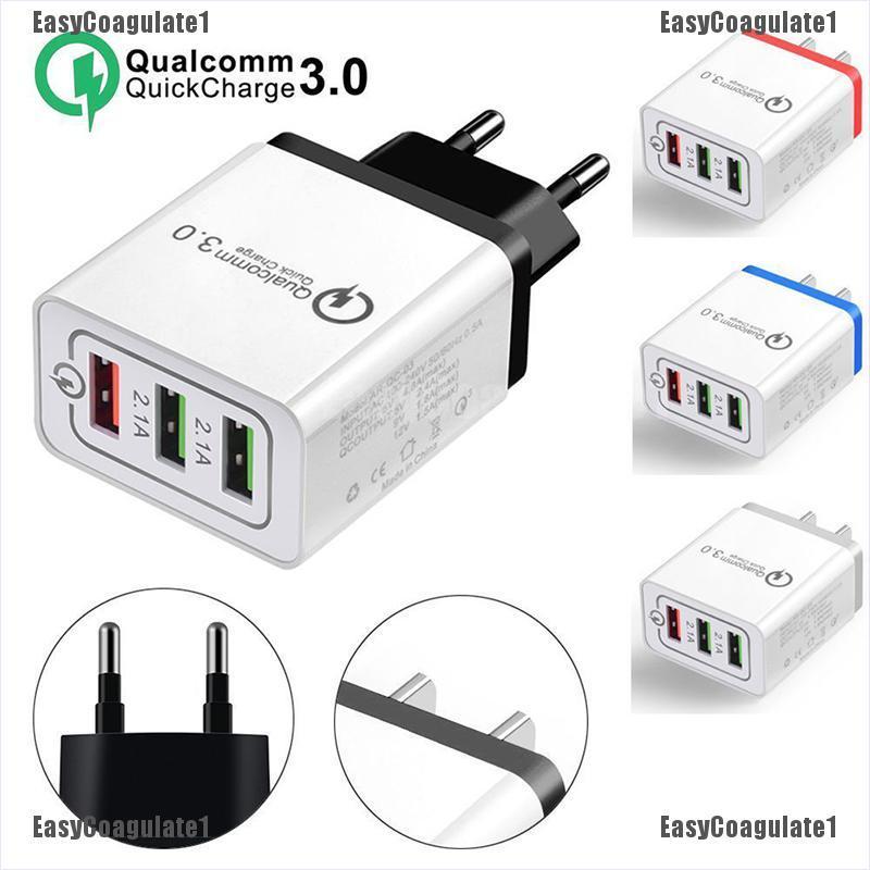 Củ sạc nhanh 3 cổng USB 30W QC 3.0 tương thích nhiều thiết bị chất lượng cao