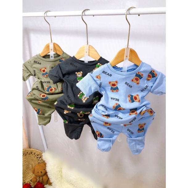 Bộ thun dài tay hình gấu nâu cho bé 8-18kg