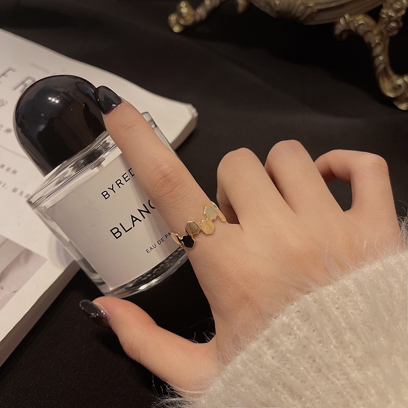 Nhẫn Đeo Tay Kim Loại Mặt Lục Giác Thời Trang Hàn Quốc