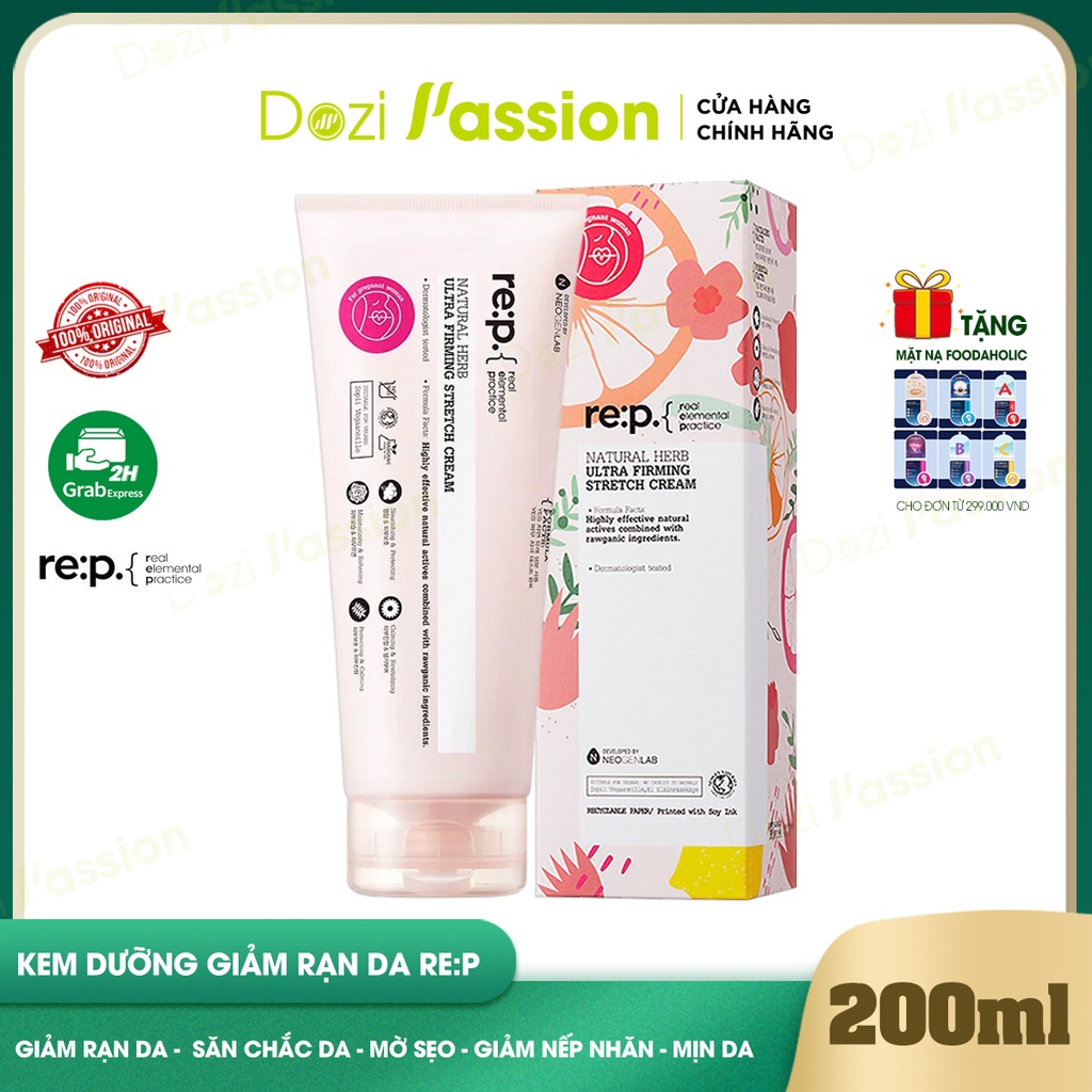 Kem Rạn Da REP Làm Săn Chắc Da, Giảm Rạn Da, Làm Mờ Sẹo - RE:P Natural Herb Ultra Firming Stretch Cream 200ml