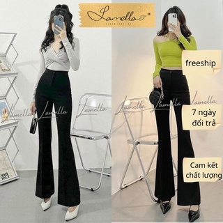 Quần ống loe nữ cạp cao dáng dài, quần legging nữ kiểu ôm ống loe công sở đi học form xinh tôn dáng LAMELLA QD01