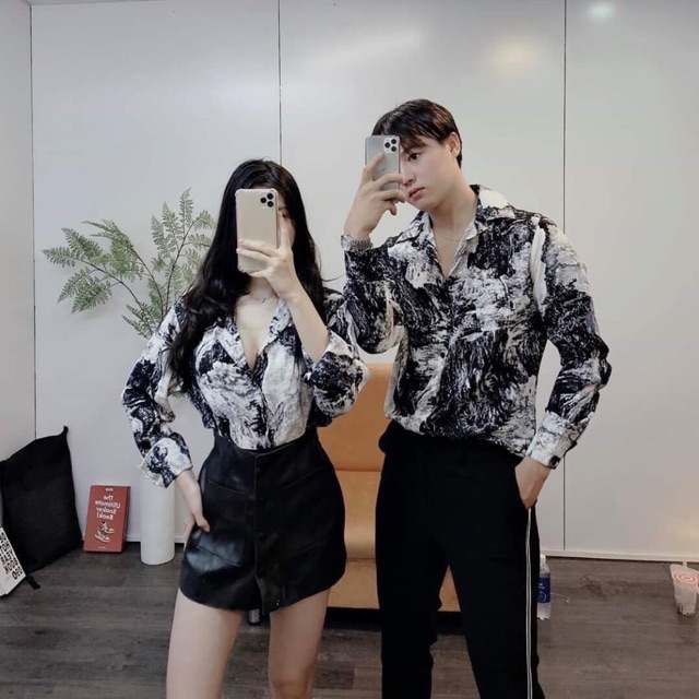 Somi cặp loang màu trắng đen hiện đại chất lụa cao cấp