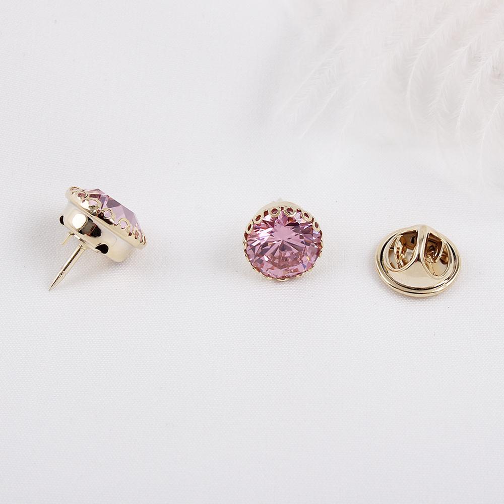 IVORY Khuy Măng Sét Tròn Không Cần Đóng Đinh Đính Đá Đơn Giản Cho Nữ