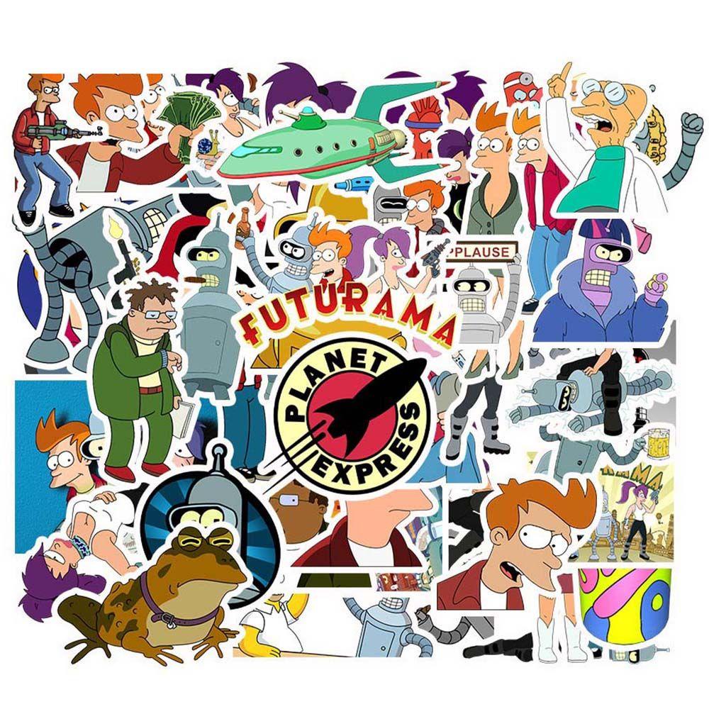 Gói 50 Miếng Dán Anime Fly Out a Futurama Chống Thấm Nước Trang Trí Sổ Tay / Vali / Đàn Guitar