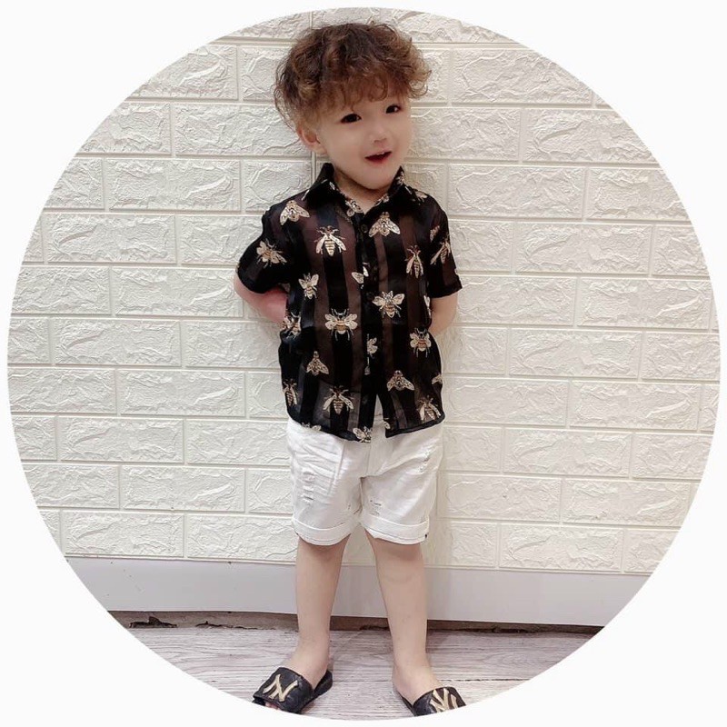 Áo lụa sơ mi ong cho bé 8-28kg