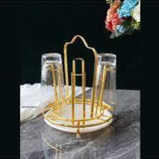 KHAY ÚP CỐC HỢP KIM MẠ VÀNG KÈM KHAY HỨNG NƯỚC TIỆN DỤNG