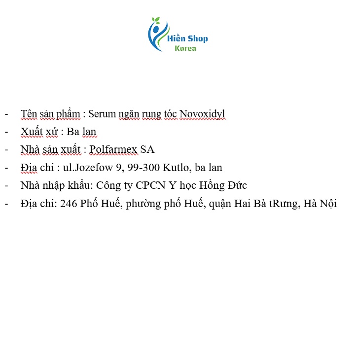 Serum ngăn rụng tóc Novoxidyl, kích thích mọc tóc, giúp mái tóc dầy,dưỡng chân tóc giúp mọc tóc mềm mại