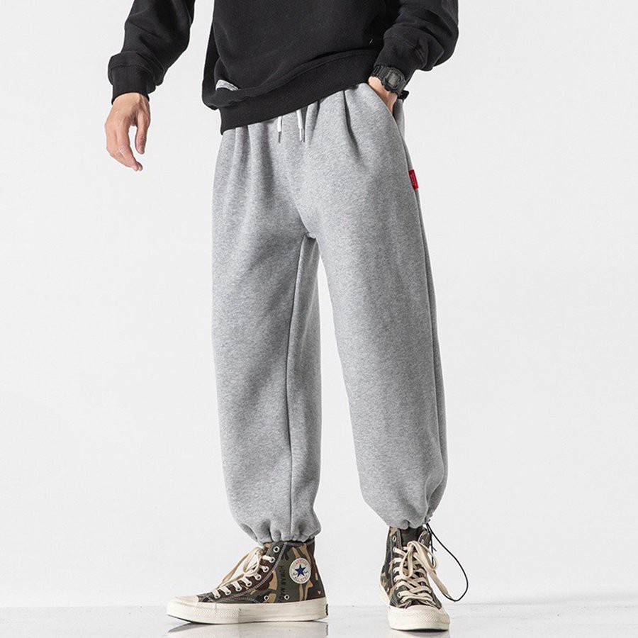Quần Jogger nỉ da cá trơn dáng thụng unisex danh cho cả nam và nữ