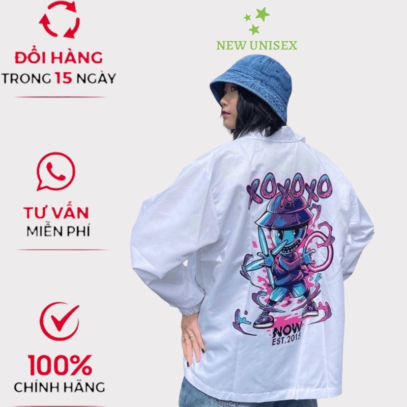 Áo Khoác Nữ Form Rộng, Phối Nút Bấm in Hình Siêu Ngầu,Kiểu Dáng Trẻ Trung Cá Tính TP135 [NewUnisex]