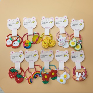 SET 2 CÁI DÂY BUỘC TÓC CỘT TÓC TRÁI CÂY HOẠT HÌNH 3D SIÊU MỀM DẺO CHO BÉ GÁI