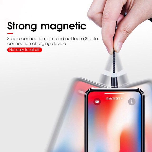 Cáp sạc từ nam châm 3 đầu 360 độ Dây Dù Siêu Bền