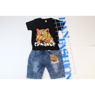 Set quần jean áo thun mãnh hổ