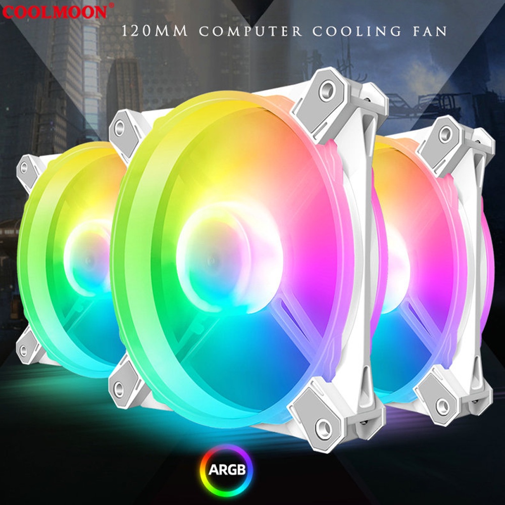 Quạt Tản Nhiệt, Fan Led ARGB Coolmoon X3 &amp; Bộ Hub Coolmoon + điều khiển - Tặng kèm ốc vít